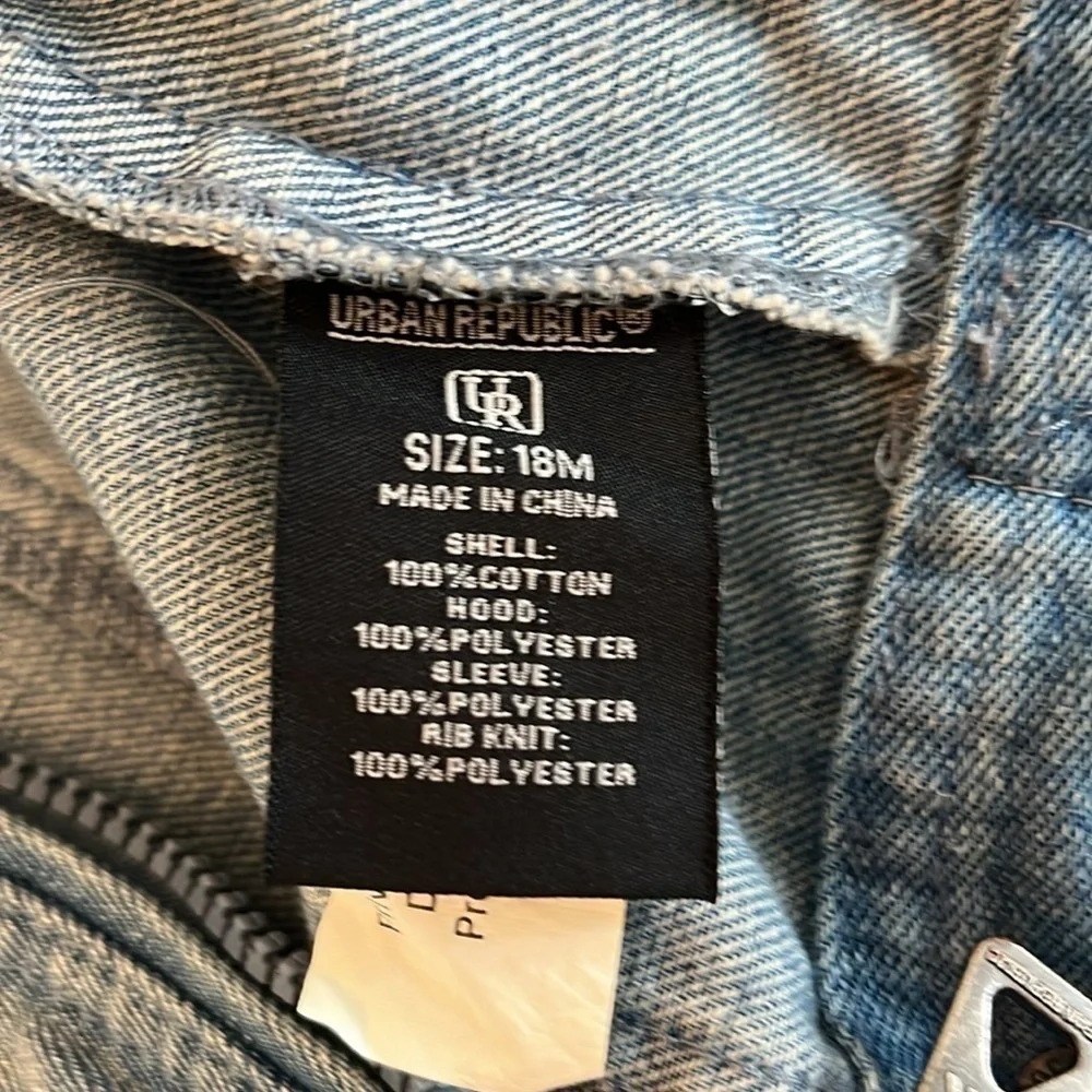 Urban Republic NWT Boy’s Jean Jacket With Hood Size 18 Months